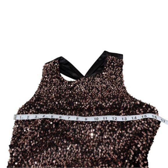 MILLY Vivi Gold Tinsel Sequin Mini Dress Size 6 | Sleeveless Open Back Party Dre - Picture 11 of 12